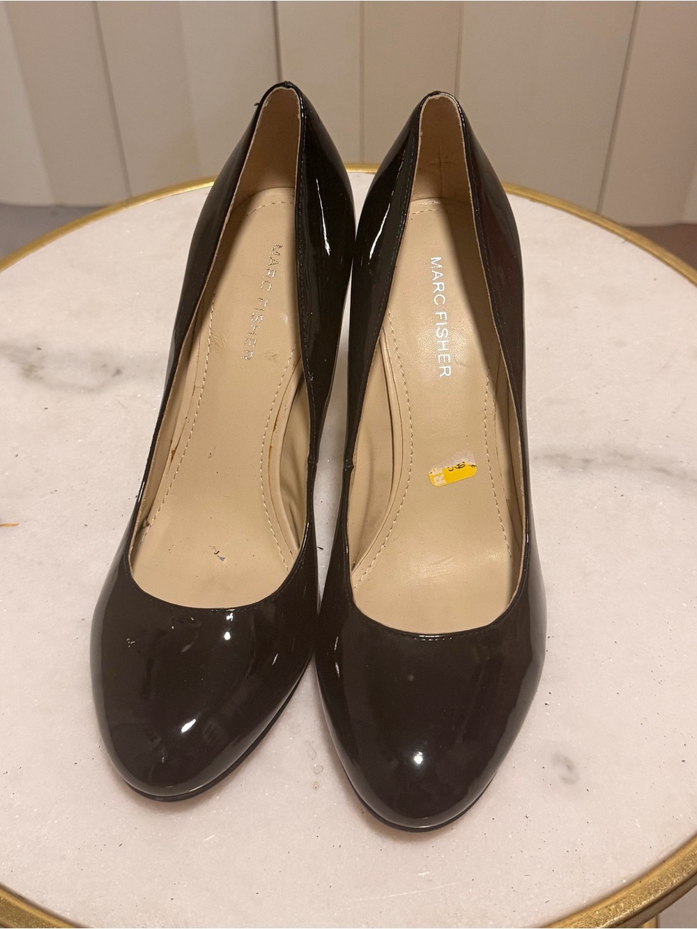 Marc Fisher Black Patent Leather Round Toe Pumps